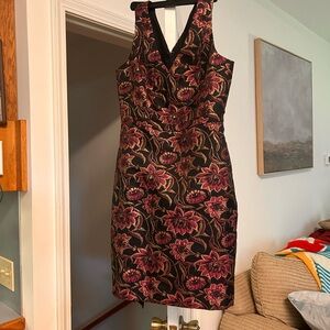 J. Crew Black and pink Sleeveless V-Neck Sheath Dress, size 4